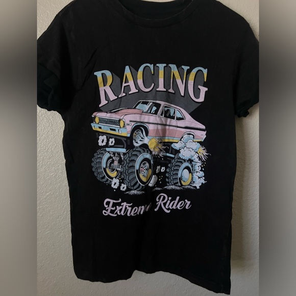 Bleached splattered black Car tee shirt - Picture 1 of 1
